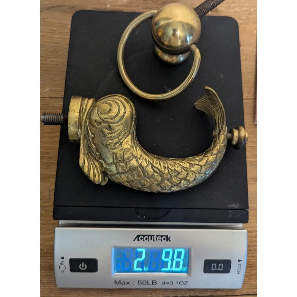 Brass Koi Fish Dolphin Screw on Part Solid Decor Repurpose Furniture Piece